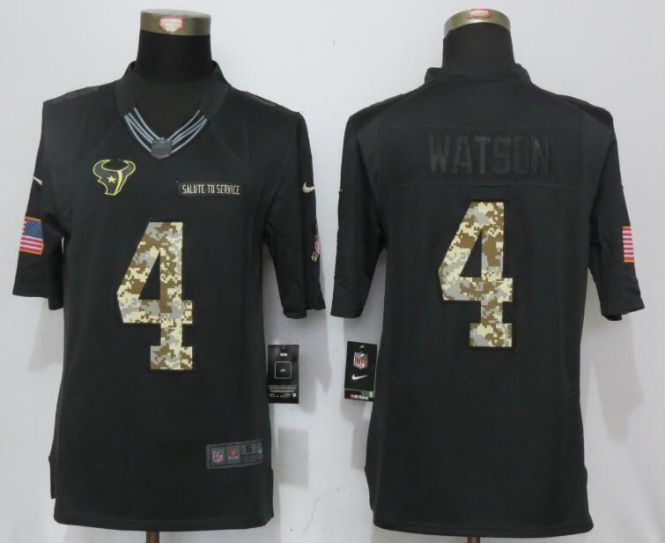 2017 NFL New Nike Houston Texans #4 Watson Anthracite Salute To Service Limited Jersey